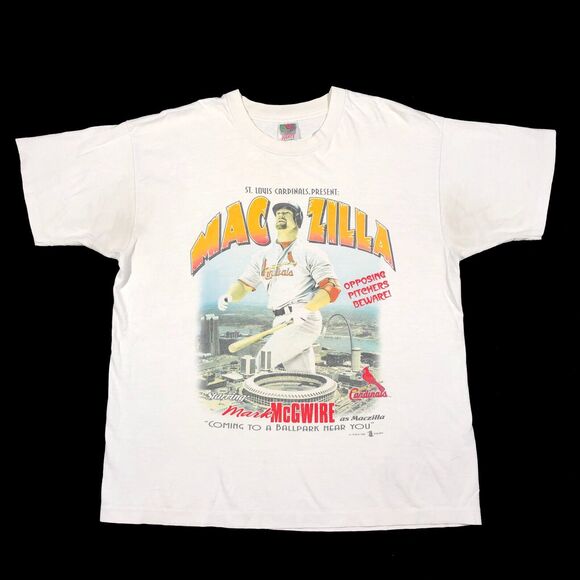 Vintage 1998 Mark McGwire Maczilla Cardinals Baseball Tee T Shirt Size XL B14 - Picture 1 of 7